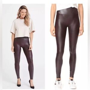 SPANX Chocolate Brown Faux Leather Leggings